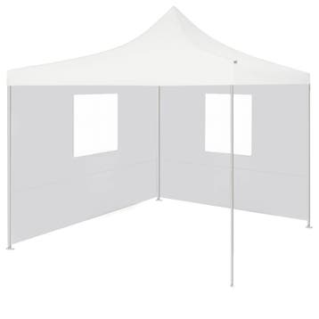 vidaXL Partytent met 2 zijwanden inklapbaar 3x3 m staal wit, Verzenden, Nieuw, Partytent