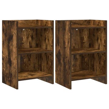 vidaXL Nachtkastjes 2 st Gerookt eiken 40 x 30 x 60 cm, Minder dan 45 cm, Verzenden, Nieuw, 55 tot 70 cm