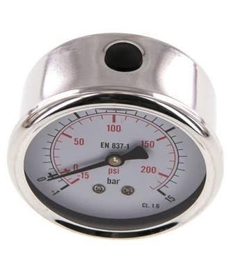 1..15 Bar Glycerine Manometer Achteraansluiting RVS/Messing, Verzenden, Nieuw