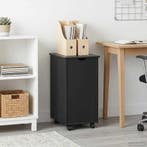 vidaXL Rolling Kast met wiel Zwart 34 x 39 x 65,5 cm Massief, Verzenden, Nieuw
