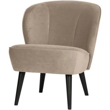 WOOOD Essentials Sara fauteuil velvet khaki, Nieuw