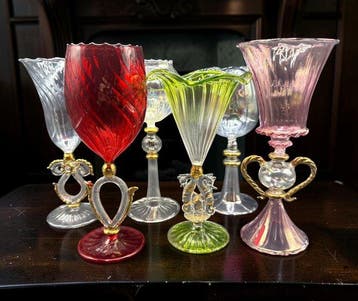 Kelk (6) - Glas - Vintage Murano-stijl