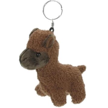 Alpaca mini knuffel sleutelhanger - pluche - 12 cm - bruin, Verzenden, Nieuw