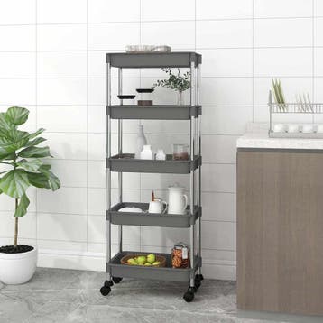 vidaXL Keukentrolley 5-laags 42x29x128 cm ijzer en ABS grijs, Verzenden, Nieuw