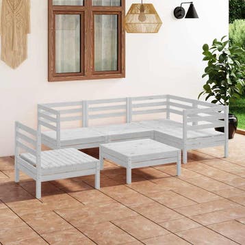 vidaXL 6-delige Loungeset massief grenenhout wit, Verzenden, Nieuw, Loungeset