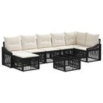 vidaXL Tuinbankenset 8 pcs Zwart poly rattan, Verzenden, Nieuw, 8 zitplaatsen