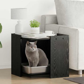 vidaXL Kattenbak Omheining Zwart eiken 53 x 53 x 51 cm, Dieren en Toebehoren, Verzenden, Nieuw