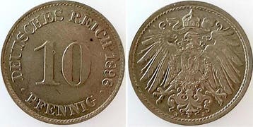 Duitsland 10 Pfennig 1898 J extrem selten i d Erhaltung A..., Verzenden