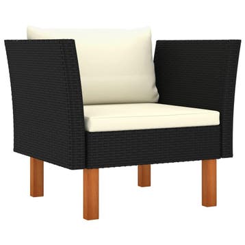 Loungeset bank zwart | Massief hout | Tweedekansje OP=OP, Tuin en Terras, Tuinbanken, Ophalen of Verzenden, Zo goed als nieuw