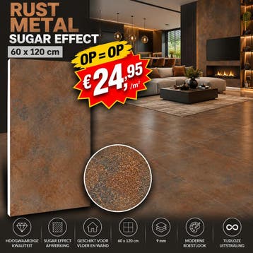 Rust Metal Sugar Effect 60x120 | ACTIE €24,95/m², Nieuw