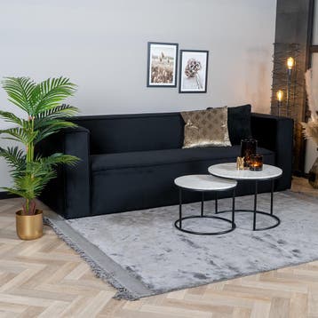 50% Korting: Velvet bank 3-zits Memphis zwart, Ophalen, Zo goed als nieuw, Stof, Velvet chique, Modern