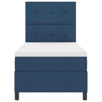 vidaXL Boxspring bed met LED-stripverlichting Blauw 80 x 200, Verzenden, Nieuw, Blauw, Stof