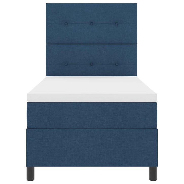 vidaXL Boxspring bed met LED-stripverlichting Blauw 80 x 200, Huis en Inrichting, Slaapkamer | Bedden, Blauw, Nieuw, Stof, Verzenden