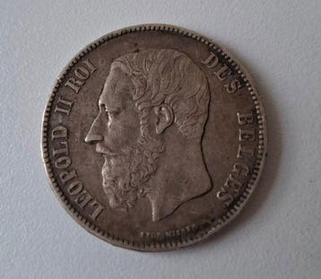 België. Leopold II. 5 Francs 1870 (Zonder minimumprijs)