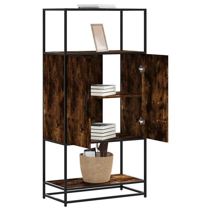 vidaXL buffetkast 68x35x139cm bewerkt hout en metaal gerookt, Huis en Inrichting, Kasten | Buffetkasten, Nieuw, Overige houtsoorten
