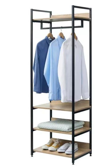 Kledingrek met 3 Planken – Houten en Stalen Opbergrek 170 cm, Verzenden, Nieuw