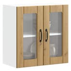 vidaXL Keukenbovenkast met glazen deur Lucca bewerkt hout, Huis en Inrichting, Keuken | Keukenelementen, Verzenden, Nieuw, Bruin