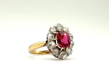 Ring - 18 karaat Geel goud, Witgoud - 1.20ct. tw. Robijn -, Nieuw