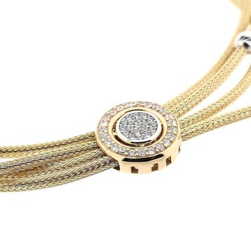 Tricolor gouden schakelarmband met zirconia, Gebruikt, Ophalen of Verzenden, Met edelsteen, Goud