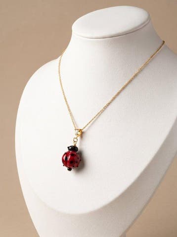 Murano-glas - Ketting met hanger - Lieveheersbeestje