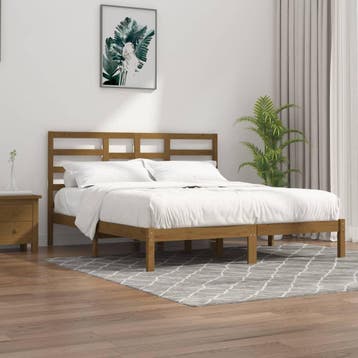 vidaXL Bedframe massief hout honingbruin 200x200 cm, Bruin, Verzenden, Overige maten, 200 cm