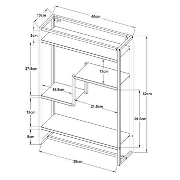 Wandrek Uurainen staal met 4 planken 60x40x13 cm zwart [en.c, Huis en Inrichting, Woonaccessoires | Wandplanken en Boekenplanken