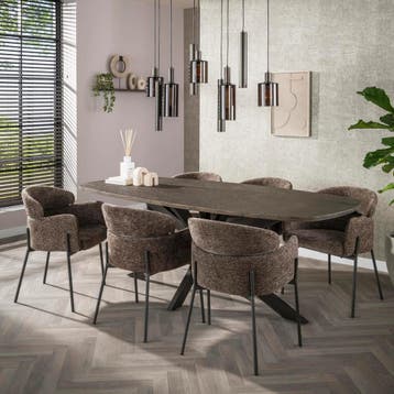 Eettafel Montier - Deens Ovaal - Liquid Metal - 215 cm, Ophalen of Verzenden, Nieuw