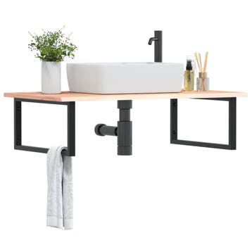 vidaXL Badkamer wandschap staal en massief eikenhout, Verzenden, Nieuw