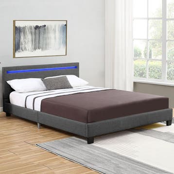 Gestoffeerd bed Verona - 120 x 200cm - Donkergrijs - LED ver, Verzenden, Nieuw