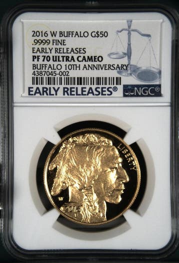 Gouden American Buffalo 1 oz 2016 NGC PF70 UCAM (TOP POP), Postzegels en Munten, Verzenden, Midden-Amerika, Losse munt, Goud