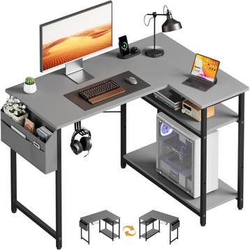 Bureau - Computertafel - Computerbureau - 110x80 cm - Grijs, Verzenden, Zo goed als nieuw
