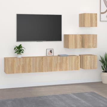 vidaXL Tv-wandmeubel bewerkt hout sonoma eikenkleurig, Huis en Inrichting, Kasten | Televisiemeubels, Verzenden, Nieuw, 50 tot 100 cm