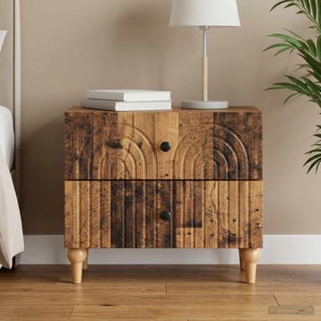 vidaXL Nachtkastje met lade Oud hout 62 x 34,5 x 48 cm, Minder dan 45 cm, Verzenden, Nieuw, Minder dan 55 cm