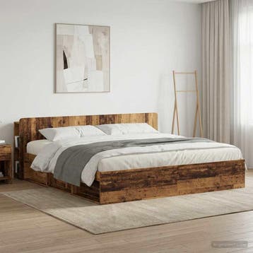 vidaXL Hoofdeinde kas met opslag Oud hout Bewerkt hout, Verzenden, Nieuw, Bruin, Hout