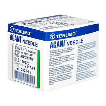 Terumo Agani injectienaalden 21 G, 38 x 0,80 mm Groen 100, Verzenden, Nieuw