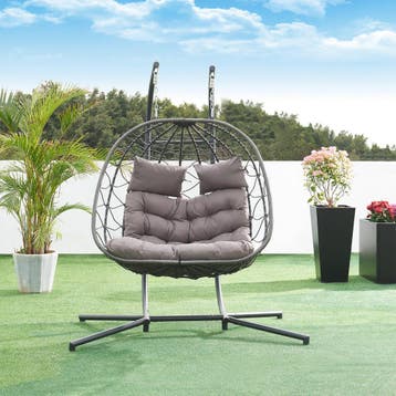 Dubbele hangstoel Skense met standaard grijs 198x156x98 cm [, Verzenden, Nieuw
