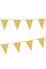 Vlaggetjes Goud Glitters Vlaggenlijn 6 Meter Gouden Vlaggen, Ophalen of Verzenden, Nieuw, Feestartikel, Carnaval