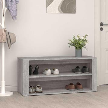 vidaXL Schoenenrek 100x35x45 cm bewerkt hout grijs sonoma, Verzenden, Nieuw