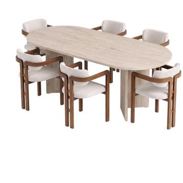 Evila Eettafel - Beige/Houtkleurig - Nieuw/Ongebruikt -, Huis en Inrichting, 150 tot 200 cm, Nieuw, Scandinavisch, Ophalen of Verzenden