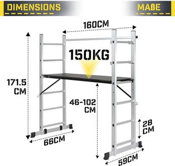 Steiger - Multifuncitionele ladder - Ladderrek - Werkplatfor, Verzenden, Zo goed als nieuw