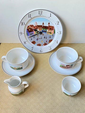 Wandklok - Porselein - 1980-1990