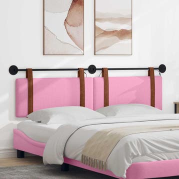 vidaXL Hangend hoofdbord Met LED-verlichting Roze Antiek PU, Verzenden, Nieuw, Overige materialen