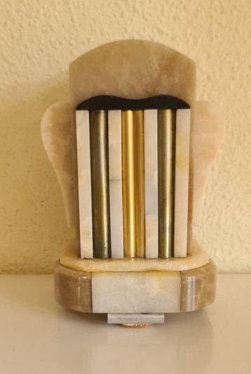 Vintage French Art Deco Onyx Marble Desk Organizer Pen