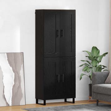 vidaXL buffetkast Zwart Eiken 69,5 x 34 x 180 cm Bewerkt, Minder dan 50 cm, Verzenden, Nieuw, Minder dan 100 cm