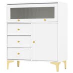 LIVSK Ladekast met 3 Lades en 2 Deurkasten - Kantelbare Glaz, Huis en Inrichting, Verzenden, Nieuw