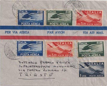 Italiaanse Republiek 1945/1946 - Democratica Posta Aerea 1, Gestempeld