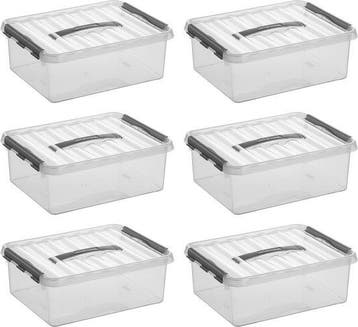 Sunware Q-line Opbergbox Transparant/Grijs 12 liter Set van, Ophalen of Verzenden, Nieuw