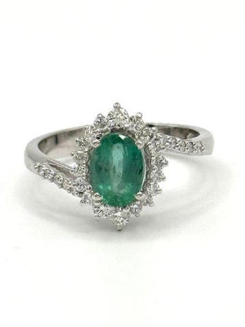 Verlovingsring - 18 karaat Witgoud - 2.20ct. tw. Smaragd -