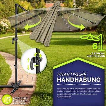 Zweefparasol - Tuinparasol - Parasol 330 cm - Met voet - Met, Verzenden, Zo goed als nieuw