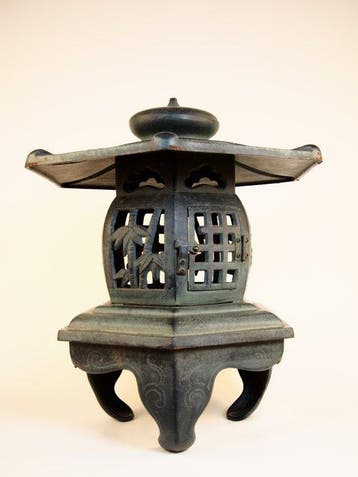 Large hexagonal lantern - Plafondlamp - Lantaarn met, Antiek en Kunst